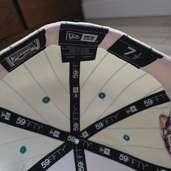 Diamondbacks Lids New Era x MLB Off White Pinstripe Fitted Hat Sz 7.5 - Picture 8 of 11